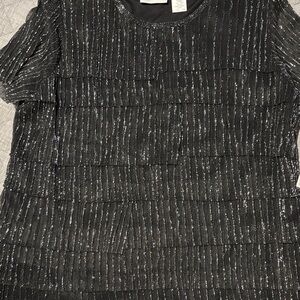 Alfred Dunner Metallic Black Layered Blouse
